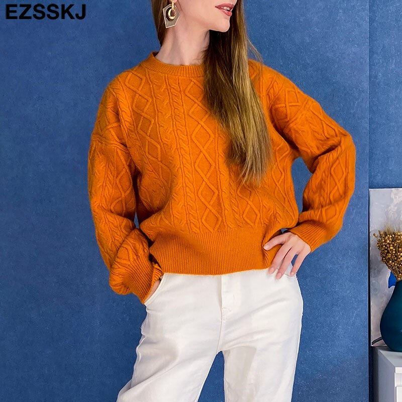 Christmas Gift Autumn Winter basic oversize thick Sweater pullovers Women  croped Coarse Needle Sweater pullovers female Long Sleeve