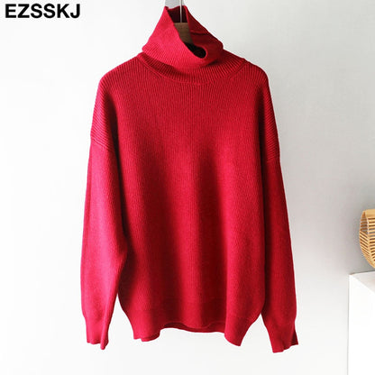 Christmas Gift  Women's Sweater Autumn Winter Warm Turtlenecks Casual Loose Oversized  wool sweaters  Pullover  Femme top