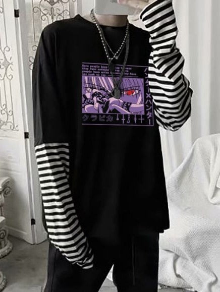 Black Friday Sales Rainbow Sleeve Harajuku T-Shirt Women's Stitching Long Sleeve T-Shirt Stripe Printing O-Neck Chic Tops  Summer Streetwear