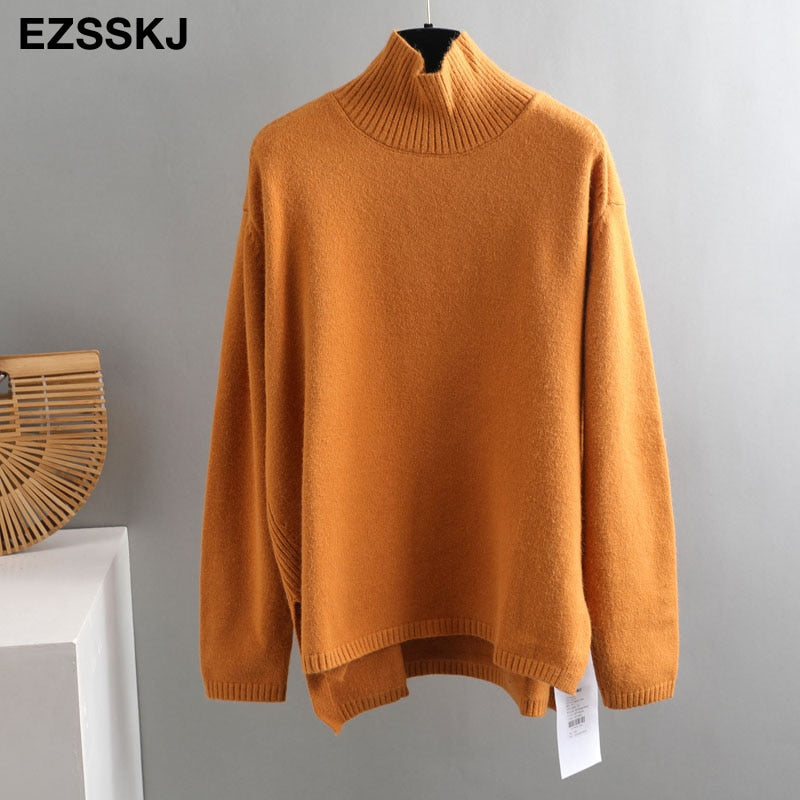 Christmas Gift Autumn Winter O-NECK oversize thick Sweater pullovers Women  loose cashmere  turtleneck Sweater Pullover female Long Sleeve