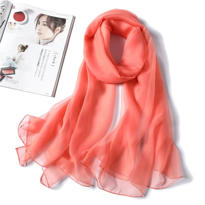 Christmas Gift  spring summer women silk scarf fashion solid long size beach stoles female foulard shawls neck wrap pure hijabs scarves