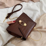 Back To College  Stone Pattern PU Leather Crossbody Bags For Women Fashion Small Cross Body Brand Designer Lady Shoulder Bag Luxury Handbags