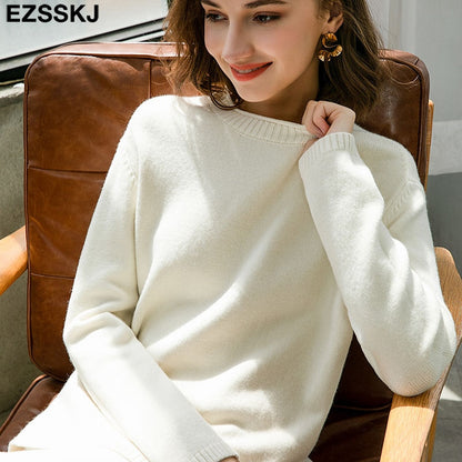 Christmas Gift Autumn Winter O-NECK oversize thick Sweater pullovers Women  loose cashmere  turtleneck Sweater Pullover female Long Sleeve