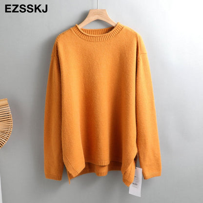 Christmas Gift Autumn Winter O-NECK oversize thick Sweater pullovers Women  loose cashmere  turtleneck Sweater Pullover female Long Sleeve