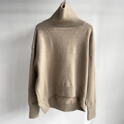 Christmas Gift  Winter Thick Warm Sweater Turtleneck Oversize Pullovers Jumper Female Knitted Tops Irregular Hem Clothing