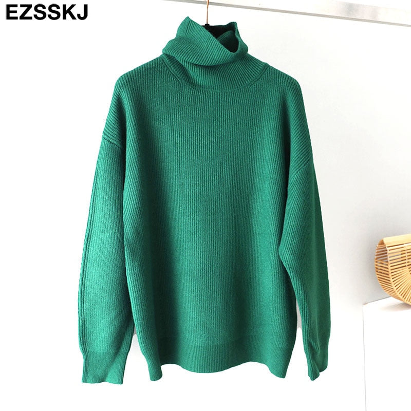 Christmas Gift  Women's Sweater Autumn Winter Warm Turtlenecks Casual Loose Oversized  wool sweaters  Pullover  Femme top