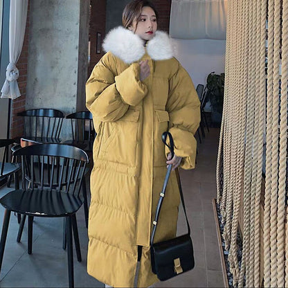 Christmas Gift  Winter New Thick Bread Clothes Cotton-padded Jacket Women's Long Over-the-knee Coat Cotton-padded Jacket Tide