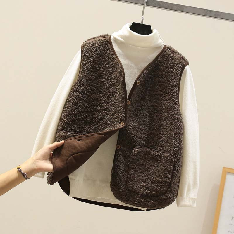 Christmas Gift Autumn Fleece Women Vest Waistcoat Winter White Vest Sleeveless Jacket Ladies Warm Thick Sleeveless Vest For Women