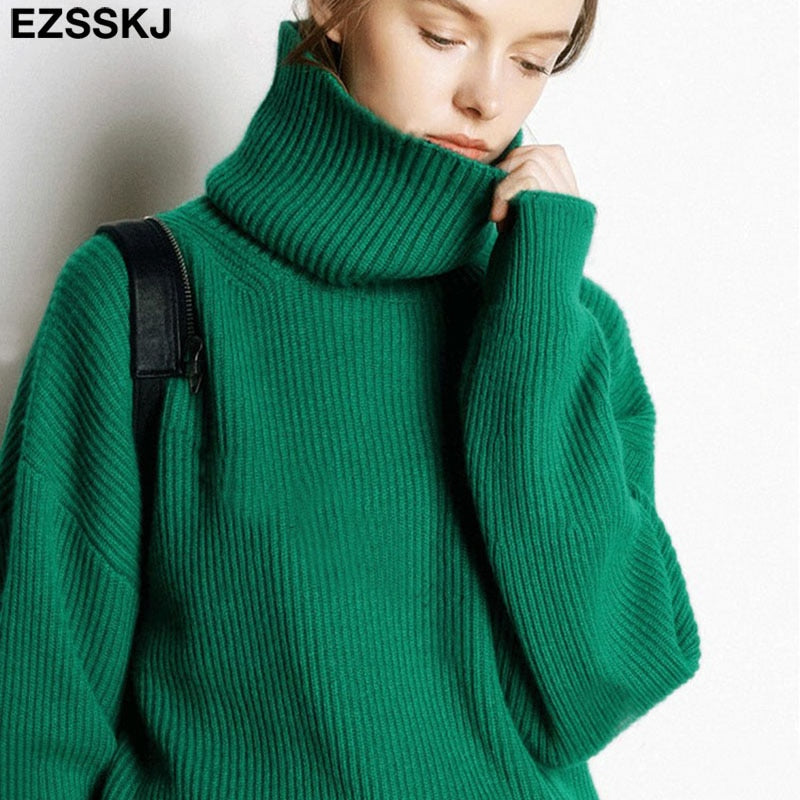 Christmas Gift  Women's Sweater Autumn Winter Warm Turtlenecks Casual Loose Oversized  wool sweaters  Pullover  Femme top