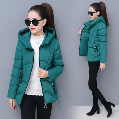 Christmas Gift  Winter Jacket Women Coats Hooded Jackets Parkas Thick Warm Cotton Padded Female Loose Short Coat Outwear Plus size 4XL P820