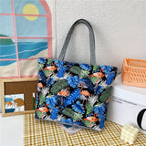 solvbao  Fashion Folding Women Big Size Handbag Tote Ladies Casual Flower Printing Canvas Graffiti Shoulder Bag Beach Bolsa Feminina