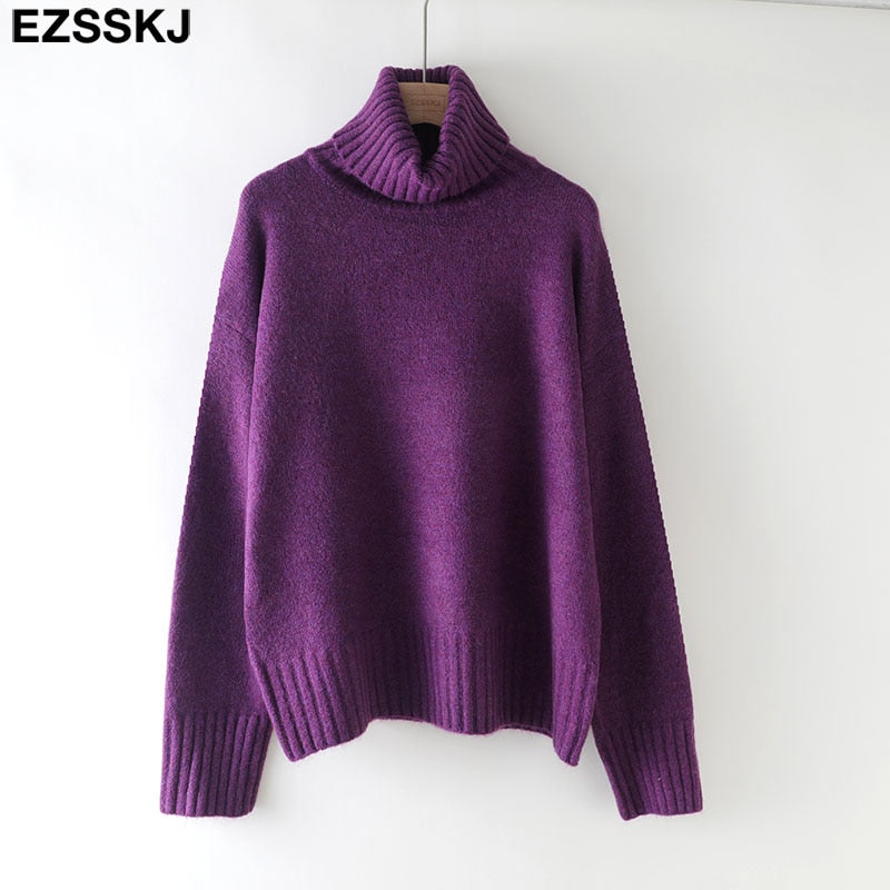 Christmas Gift autumn Winter casual cashmere oversize thick Sweater pullovers Women  loose Turtleneck women's sweaters jumper