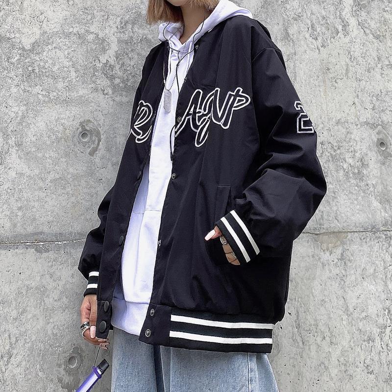 Christmas Gift Autumn Girls Vintage Embroidered Baseball Jacket Coat Bomber Women Uniform Clothes Female Ladies Streetwear Casual Harajuku