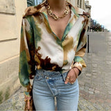 Christmas Gift  New  Y2K Retro Autunm Blouses Shirts Vintage Printed Ink Style Korean Lady Fashionable Stylish Wild Tops BL66049