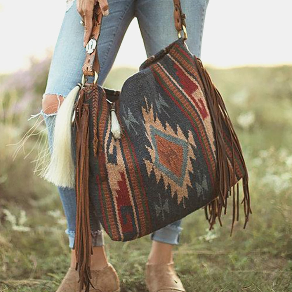 solvbao  Woman Bags  Trend Luxury Female Handbag Hand Made Grassland Canvas Sac Linen One Shoulder Bohemian Style Crossbody Bags