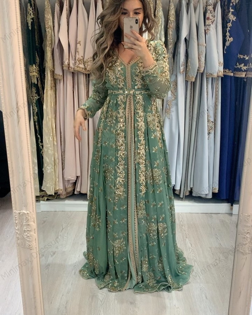 Moroccan Kaftan Formal Evening Dresses Lace Appliques Arabic Muslim Special Occasion Dresses