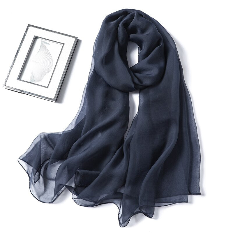 Christmas Gift  spring summer women silk scarf fashion solid long size beach stoles female foulard shawls neck wrap pure hijabs scarves