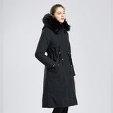 Black Friday Sales New Winter Women Warm Wool Liner Long Coat Thick Hooded Parkas Large Fur Collar Embroidery Jacket Snow Padded Outwear