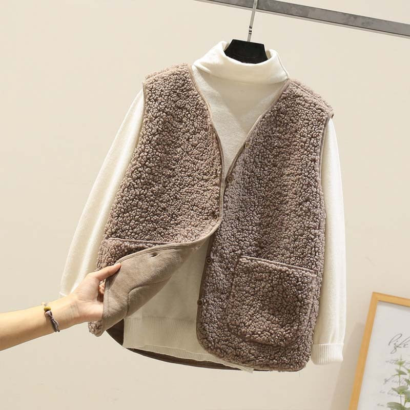 Christmas Gift Autumn Fleece Women Vest Waistcoat Winter White Vest Sleeveless Jacket Ladies Warm Thick Sleeveless Vest For Women