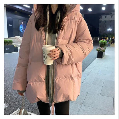 Christmas Gift  New Korean Version of Loose Turtle Back Profile Thick Winter Mid-length Bread Coat Jacket Tide Down Cotton Jacket Women