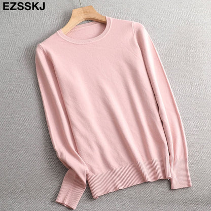 Christmas Gift Autumn Winter O-NECK BASIC  Sweater pullovers Women  Female  loose BOTTOM Sweater Pullover female