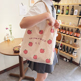 solvbao  Japanese Peach Print Tote Bag Large-capacity Shoulder Bag For Women Shopper Bag Canvas Bag Handbag Student Bags Bolsa Feminina