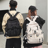 Back to school backpack Preppy Style Black Unisex Men Nylon Waterproof Multi-Pocket Design Mochilas Teenagers Shoulder Bag