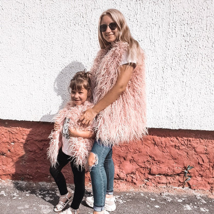 Christmas Gift  Autumn Winter Mother & Daughter Shaggy Faux Fur Vest Fashion Fluffy Sleeveless Waistcoat Outfits Street Fur Jacket Coats