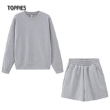 Christmas Gift  Autumn Shorts Set Women Tracksuits Oversize Sweatshirts High Waist Shorts Female Two Piece Set