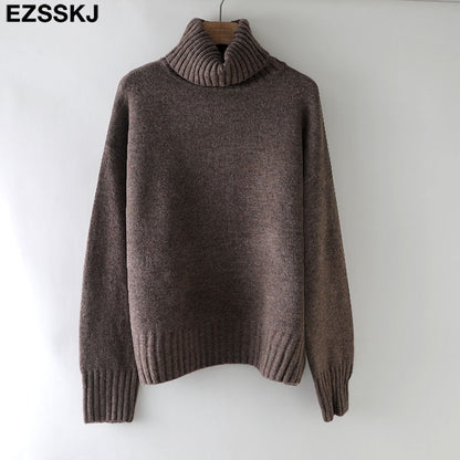 Christmas Gift autumn Winter casual cashmere oversize thick Sweater pullovers Women  loose Turtleneck women's sweaters jumper