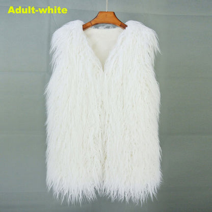 Christmas Gift  Autumn Winter Mother & Daughter Shaggy Faux Fur Vest Fashion Fluffy Sleeveless Waistcoat Outfits Street Fur Jacket Coats