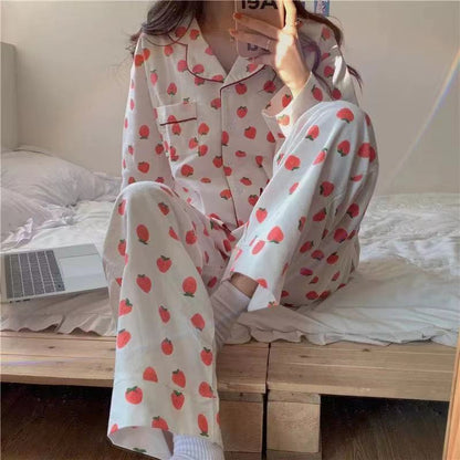 Cotton Home Suits Korean Sleepwear Plaid Print Pajamas for Women Summer  Pyjamas Girls Pijama Short and Long Sleeve Pjs Set