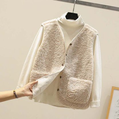 Christmas Gift Autumn Fleece Women Vest Waistcoat Winter White Vest Sleeveless Jacket Ladies Warm Thick Sleeveless Vest For Women