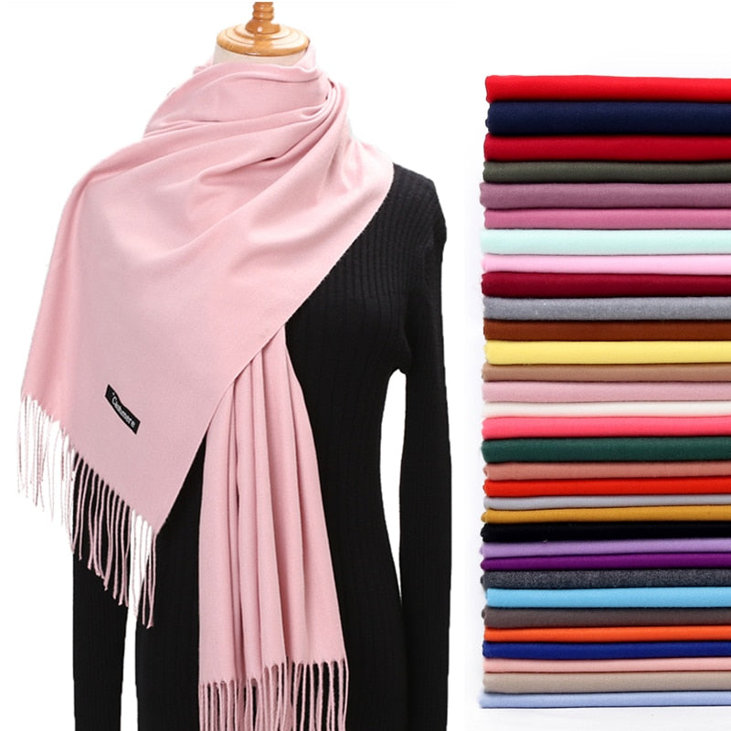 Christmas Gift  Winter Scarf For Women Long Warm Cashmere Scarves Hijab Solid Lady Shawl Wrap Female Pashmina Bandana Head Scarfs Echarpe