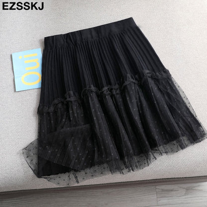 Christmas Gift Autumn winter short pleated skirt  for women mini sweater skirt short skirt a-line sun skirt new high-waist