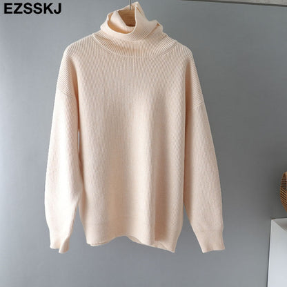 Christmas Gift  Women's Sweater Autumn Winter Warm Turtlenecks Casual Loose Oversized  wool sweaters  Pullover  Femme top