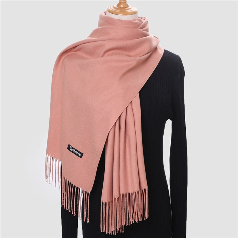 Christmas Gift  Winter Scarf For Women Long Warm Cashmere Scarves Hijab Solid Lady Shawl Wrap Female Pashmina Bandana Head Scarfs Echarpe