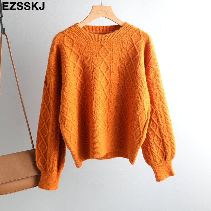 Christmas Gift Autumn Winter basic oversize thick Sweater pullovers Women  croped Coarse Needle Sweater pullovers female Long Sleeve