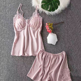 Women Pajamas 5PCS Pajamas Sets Satin Sleepwear Pijama Silk Home Wear Clothing Sexy Lace Sleep Lounge Pyjamas with Chest Pads