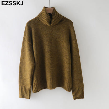 Christmas Gift autumn Winter casual cashmere oversize thick Sweater pullovers Women  loose Turtleneck women's sweaters jumper