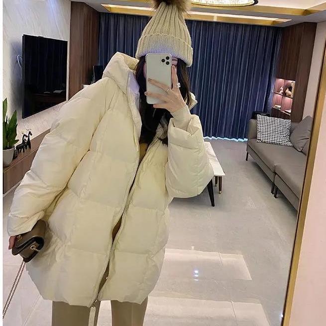 Christmas Gift  New Korean Version of Loose Turtle Back Profile Thick Winter Mid-length Bread Coat Jacket Tide Down Cotton Jacket Women