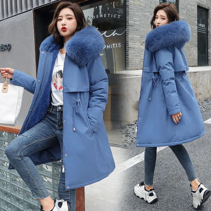 Christmas Gift  New Winter Jacket Women Parkas Warm Casual Parka Clothes Long Jackets Hooded Parka Female Fur Lining Thick Mujer Coat