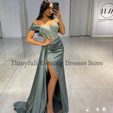 Graduation dress Sexy Prom Evening Dresses Long Off the Shoulder Party Dress  Appliques High Split Cocktail Gown Saudi Arabia Dubai