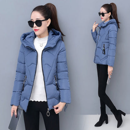 Christmas Gift  Winter Jacket Women Coats Hooded Jackets Parkas Thick Warm Cotton Padded Female Loose Short Coat Outwear Plus size 4XL P820