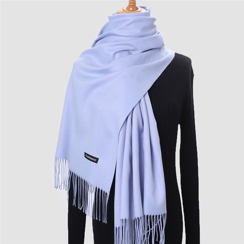 Christmas Gift  Winter Scarf For Women Long Warm Cashmere Scarves Hijab Solid Lady Shawl Wrap Female Pashmina Bandana Head Scarfs Echarpe