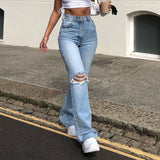 solvbao LANFUBEISI  High Street Women's Jeans Y2K High Waist Ripped Denim Jeans Straight Pants Streetwear Wide Leg Jeans Casual Loose Baggy Trousers