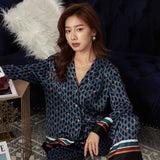 solvbao Women's Pajamas Set Luxury Style Flying Cranes Sleepwear Silk Like Nightie Leisure Home Clothes Nightwear Pyjamas Femme