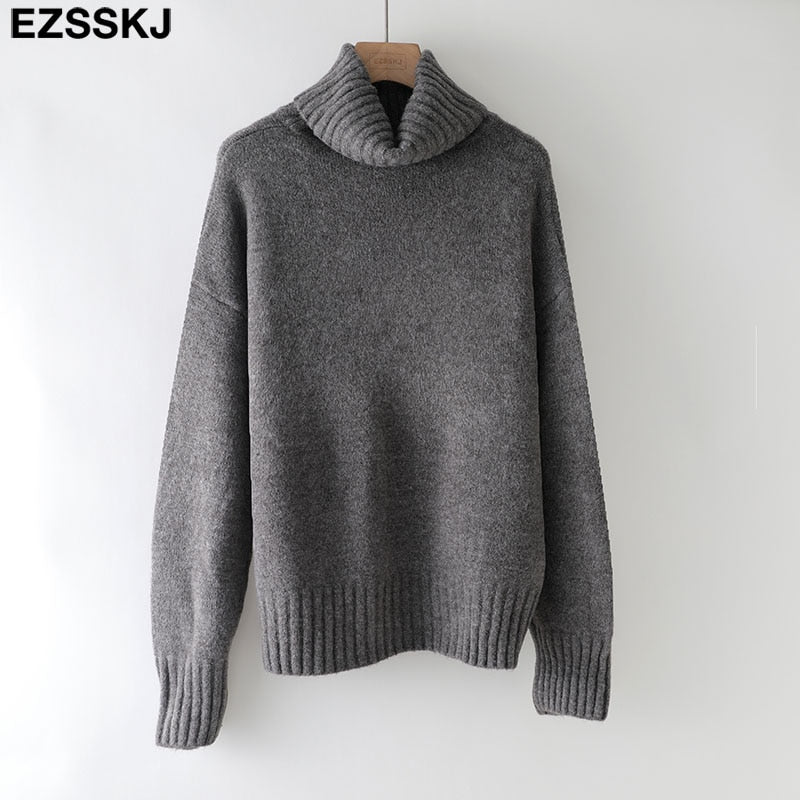 Christmas Gift autumn Winter casual cashmere oversize thick Sweater pullovers Women  loose Turtleneck women's sweaters jumper