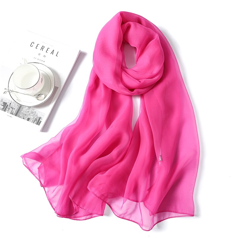 Christmas Gift  spring summer women silk scarf fashion solid long size beach stoles female foulard shawls neck wrap pure hijabs scarves