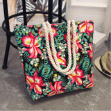 solvbao  Fashion Folding Women Big Size Handbag Tote Ladies Casual Flower Printing Canvas Graffiti Shoulder Bag Beach Bolsa Feminina